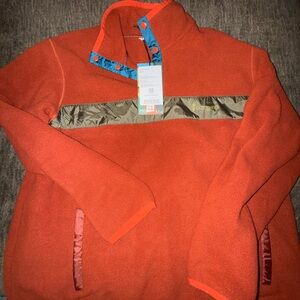 Cotopaxi Vibrant Orange Zip Up Sweater with High Collar